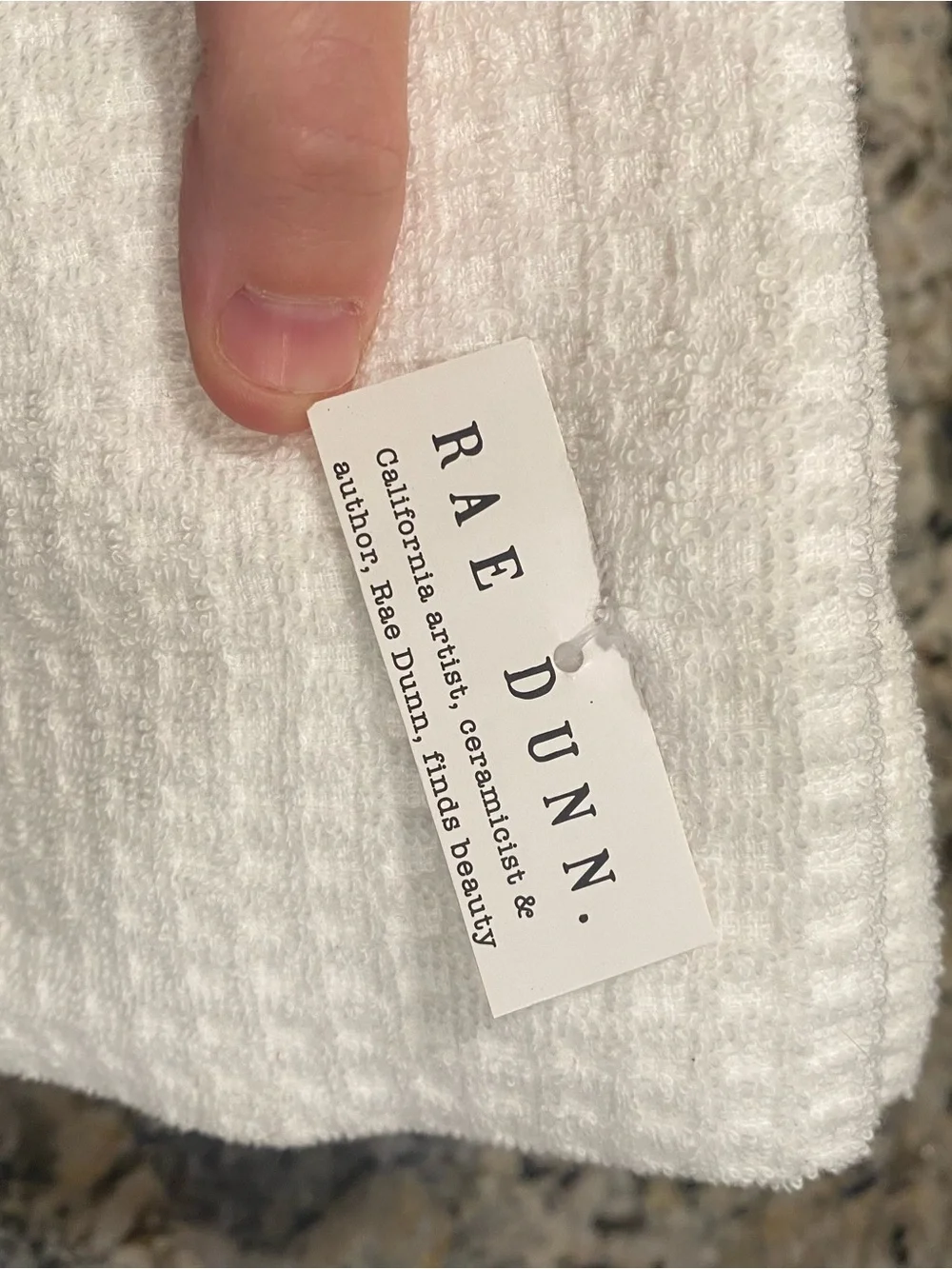 Rae Dunn set of 2 Hand Towels with FAITH and HOPE white with black Lettering